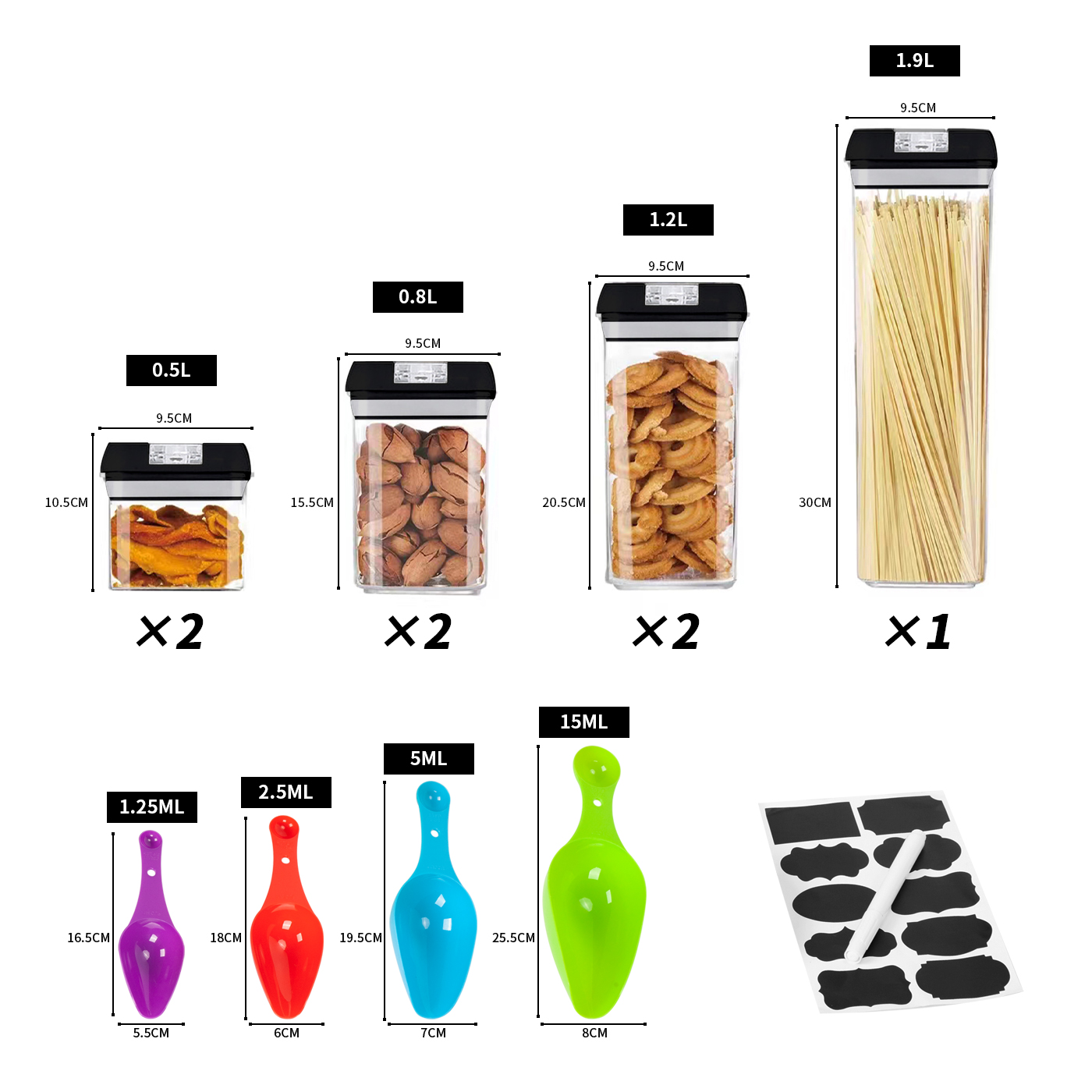 SET 7 CONTENEDORES SUPER HERMETICOS ENVASES ACRILICOS COCINA - 6