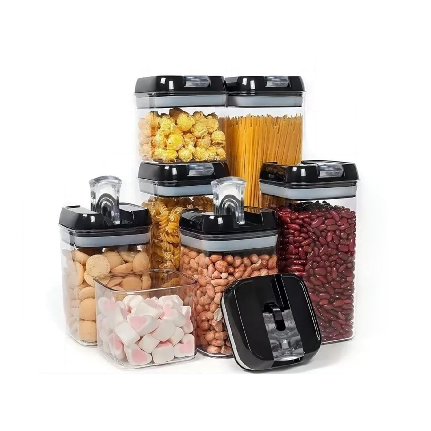 SET 7 CONTENEDORES SUPER HERMETICOS ENVASES ACRILICOS COCINA - 7