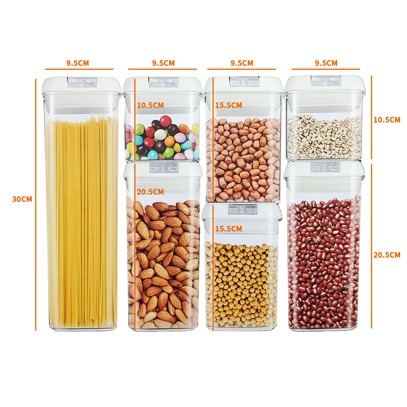SET 7 CONTENEDORES SUPER HERMETICOS ENVASES ACRILICOS COCINA - 8