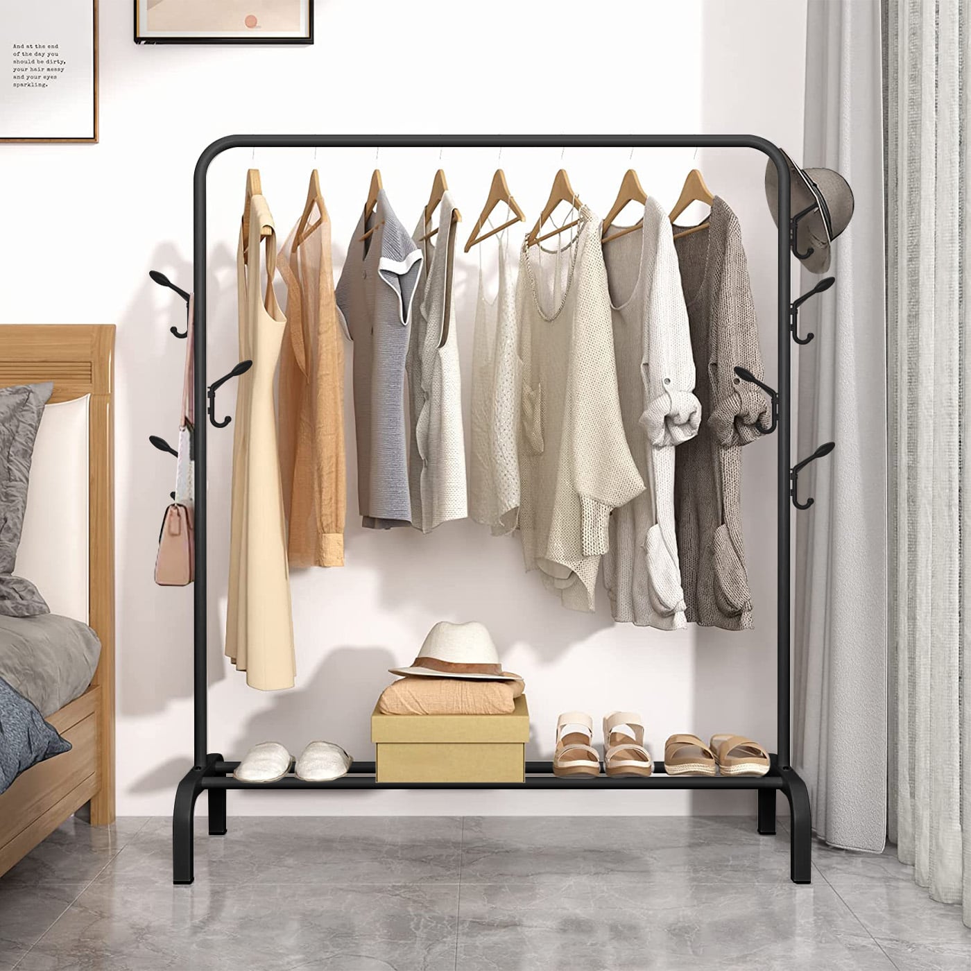 PERCHERO ORGANIZADOR COLGANTE DE ROPA TUBO 25MM CON GANCHOS - 3