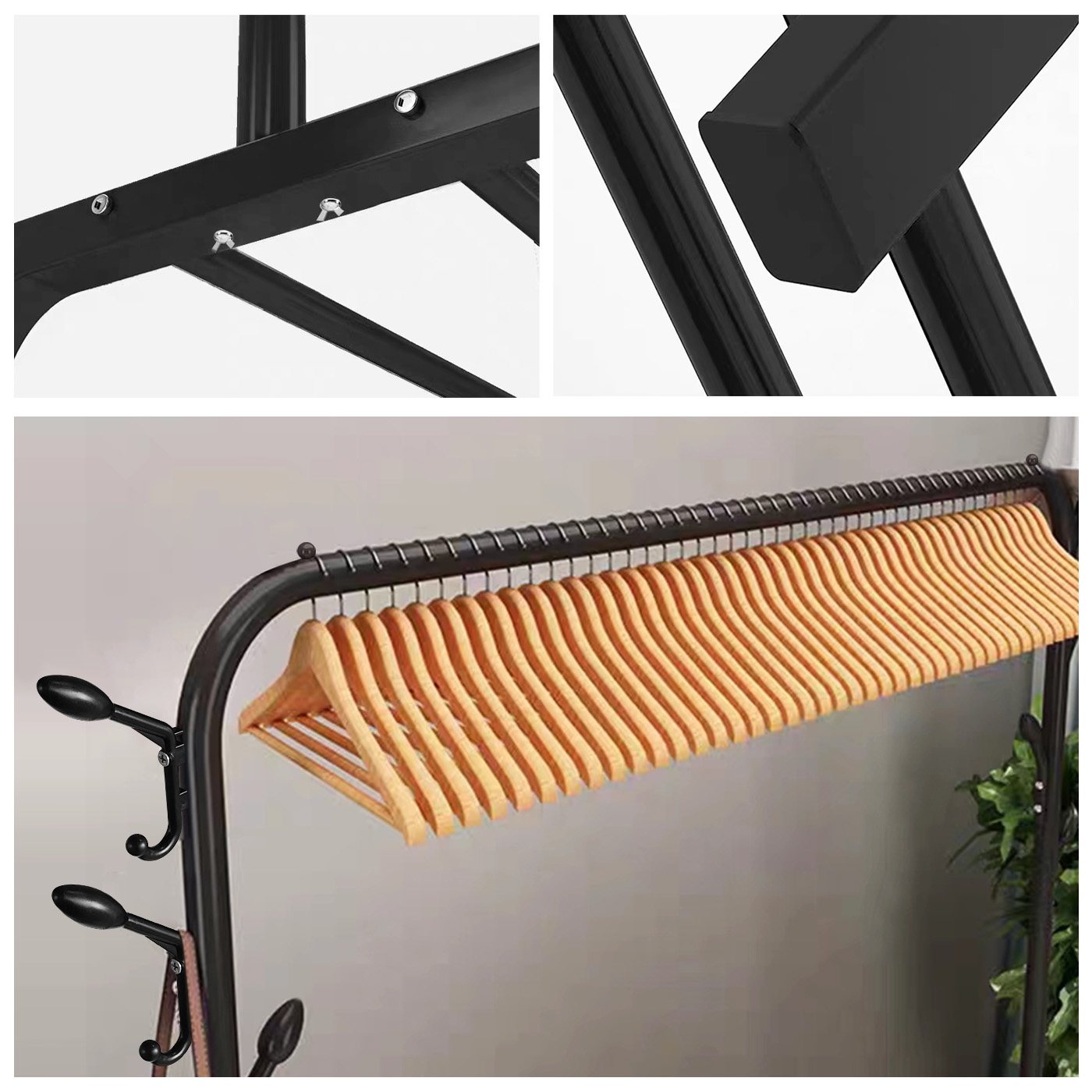 PERCHERO ORGANIZADOR COLGANTE DE ROPA TUBO 25MM CON GANCHOS - 7