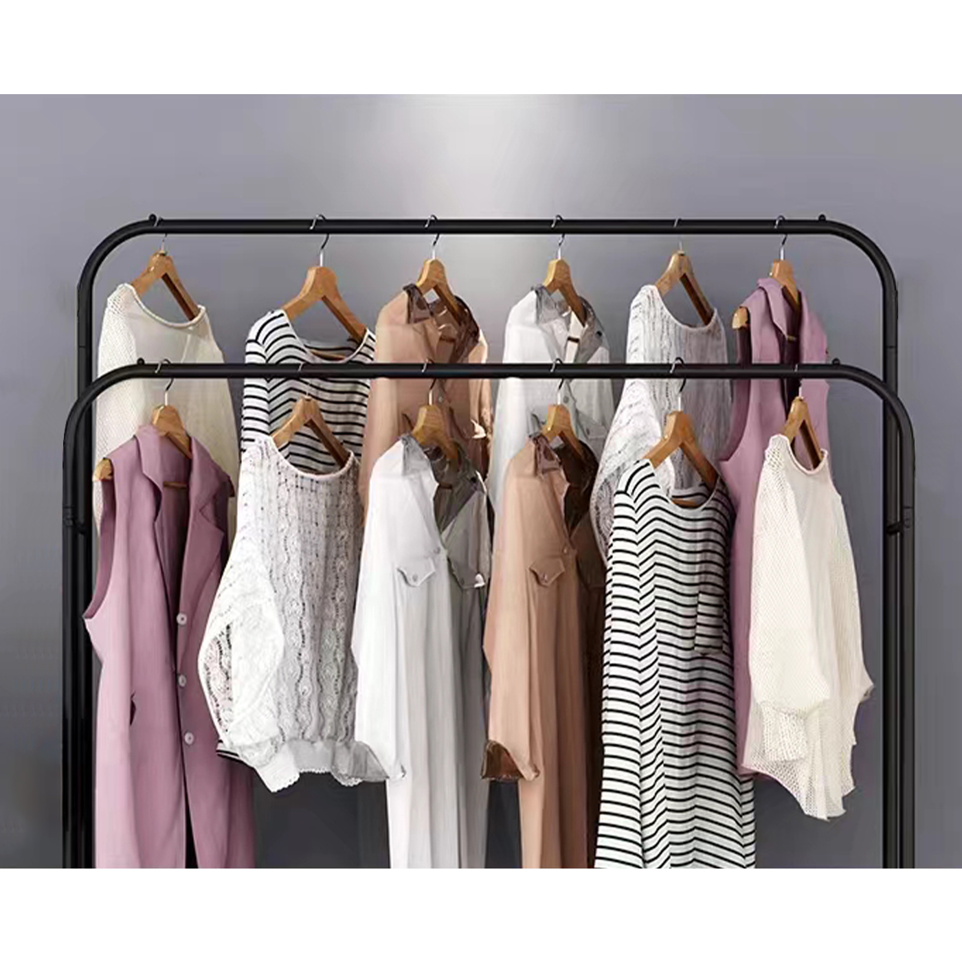 PERCHERO ORGANIZADOR COLGANTE DE ROPA DOBLE BARRA METÁLICO - 4