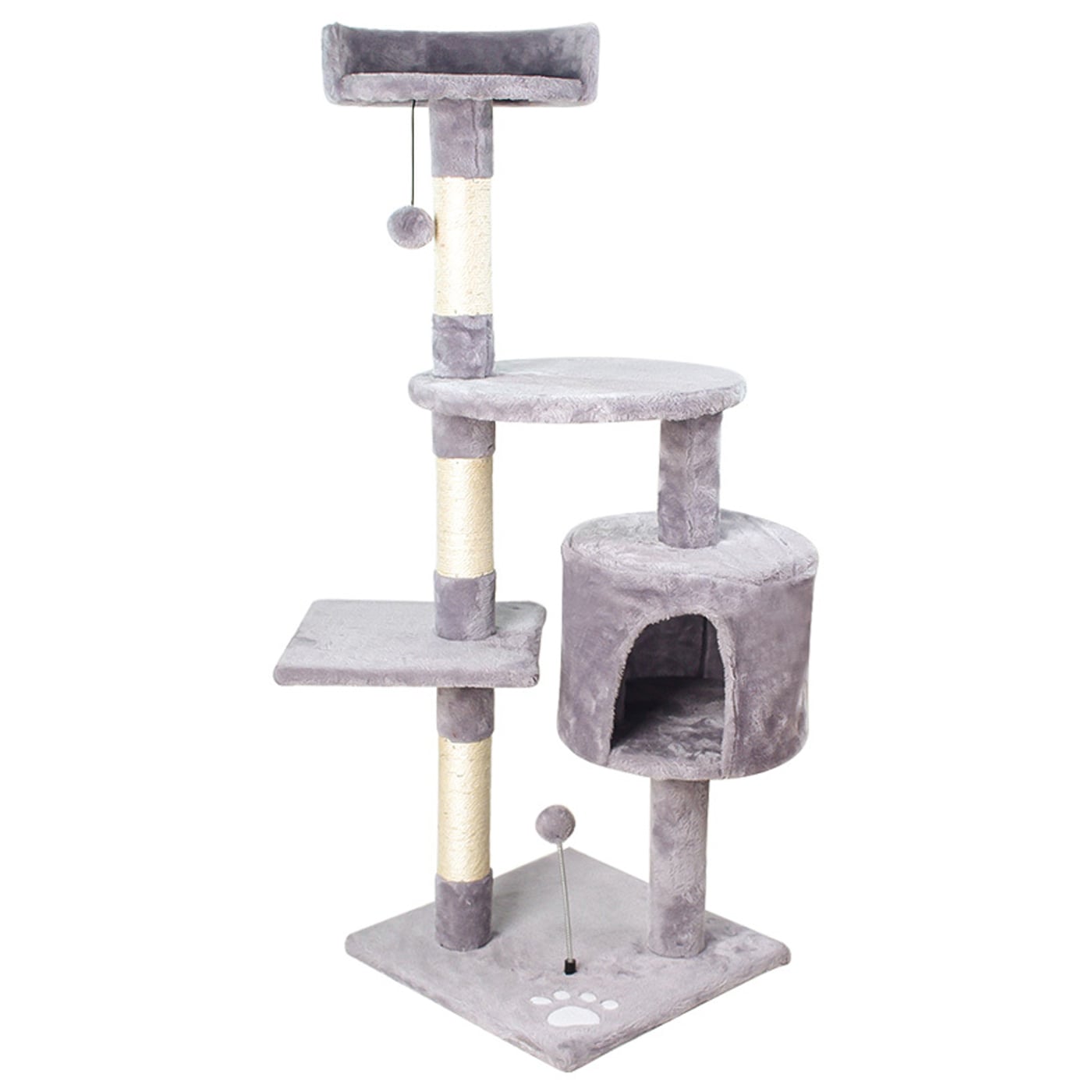 RASCADOR GATOS ARBOL CASEROS TORRE CON YUTE 116 CM GRIS - 1