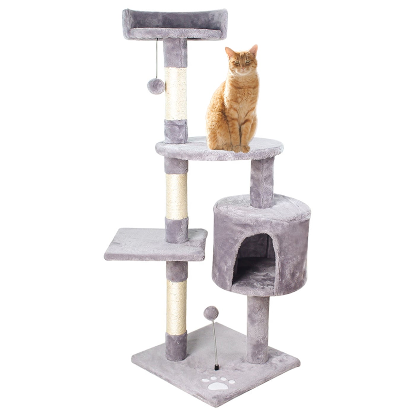 RASCADOR GATOS ARBOL CASEROS TORRE CON YUTE 116 CM GRIS - 3