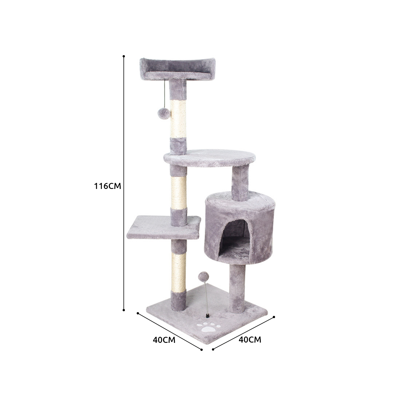 RASCADOR GATOS ARBOL CASEROS TORRE CON YUTE 116 CM GRIS - 6