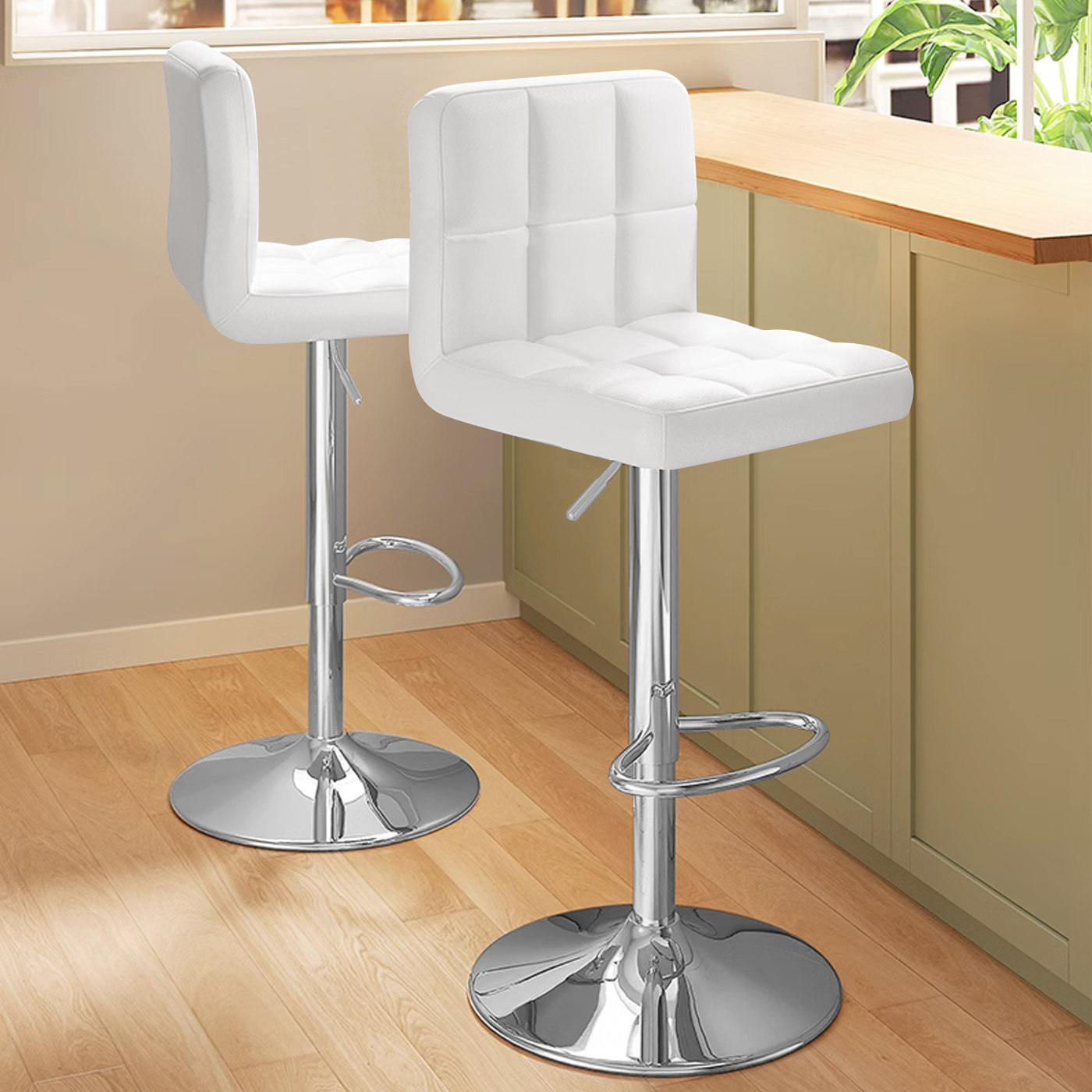 PACK REBONEC 2 SILLA PISO BAR ALTURA REGULABLE TABURETE CON RESPALDO - 2