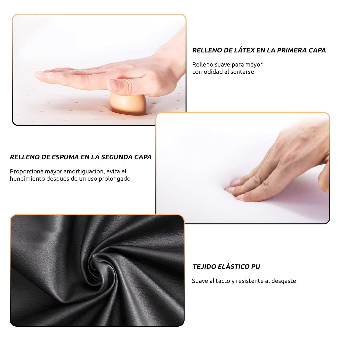 PACK REBONEC 2 SILLA PISO BAR ALTURA REGULABLE TABURETE CON RESPALDO - 5