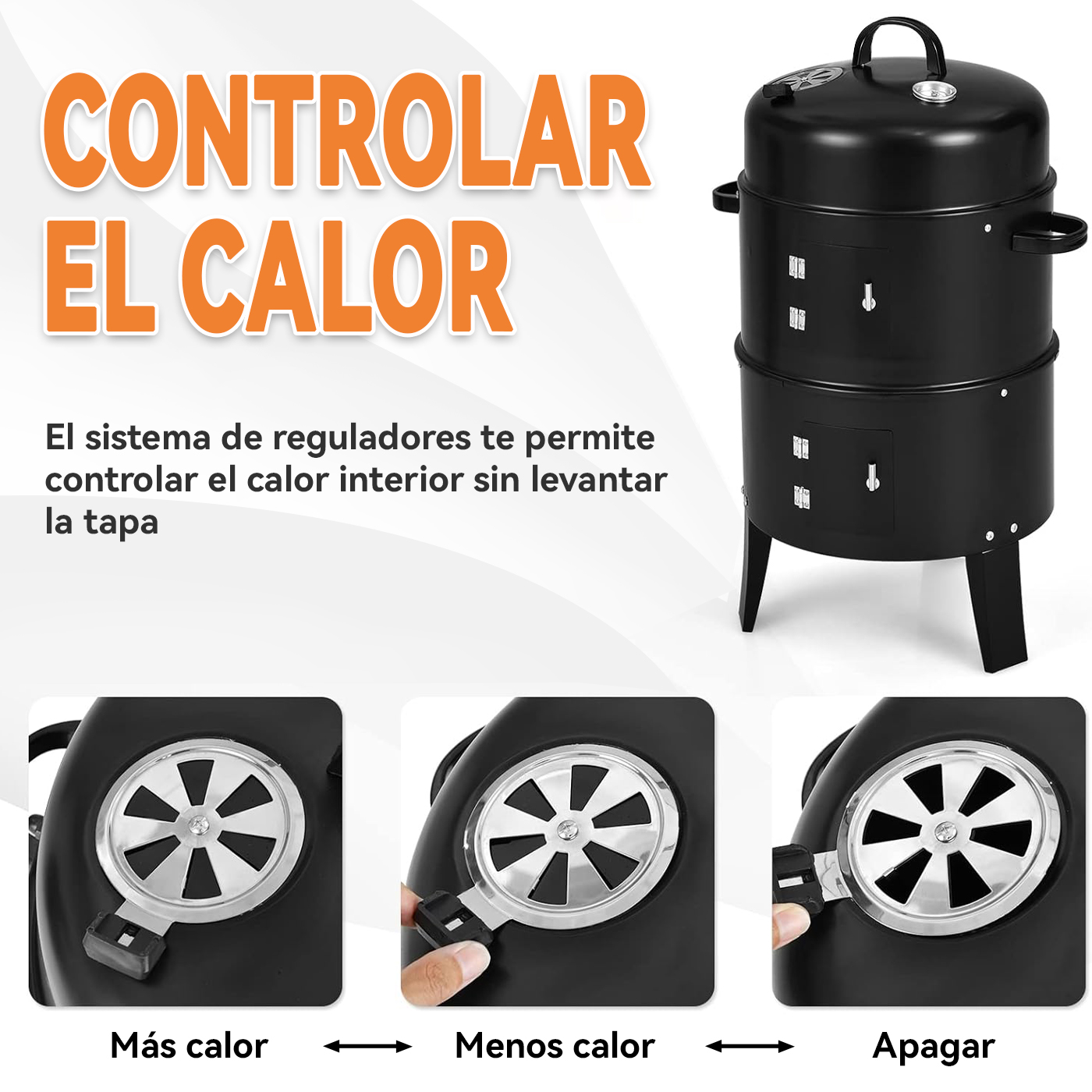 PARRILLA A CARBÓN Y AHUMADOR CON 2 PARRILLAS DE COCCIÓN DIÁMETRO 40CM - 6
