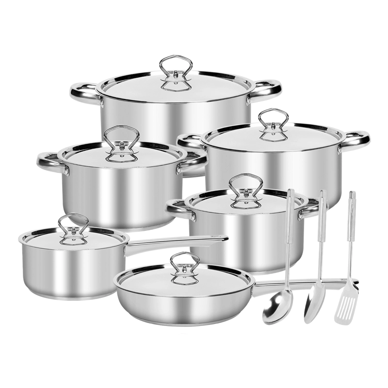 BATERIA DE COCINA CACEROLAS 15 PIEZAS JUEGO DE OLLAS ACERO INOXIDABLE - 1