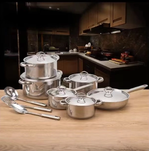 BATERIA DE COCINA CACEROLAS 15 PIEZAS JUEGO DE OLLAS ACERO INOXIDABLE - 2