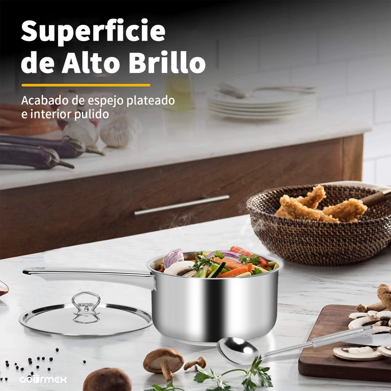 BATERIA DE COCINA CACEROLAS 15 PIEZAS JUEGO DE OLLAS ACERO INOXIDABLE - 3