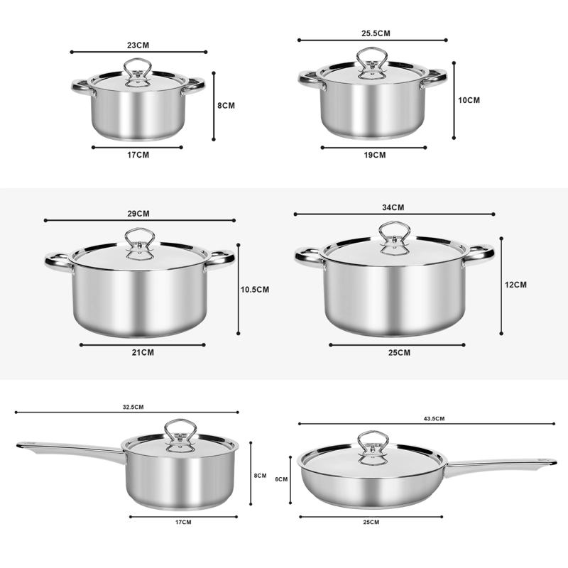 BATERIA DE COCINA CACEROLAS 15 PIEZAS JUEGO DE OLLAS ACERO INOXIDABLE - 9
