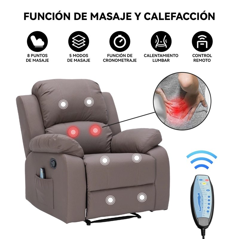 BERGER RECLINABLE CON MASAJES Y CALEFACCIÓN CUERO - 2