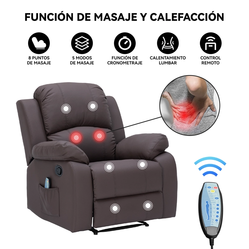 BERGER RECLINABLE CON MASAJES Y CALEFACCIÓN CUERO - 2