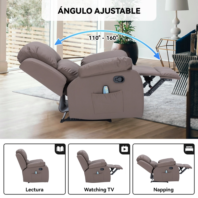 BERGER RECLINABLE CON MASAJES Y CALEFACCIÓN CUERO - 3