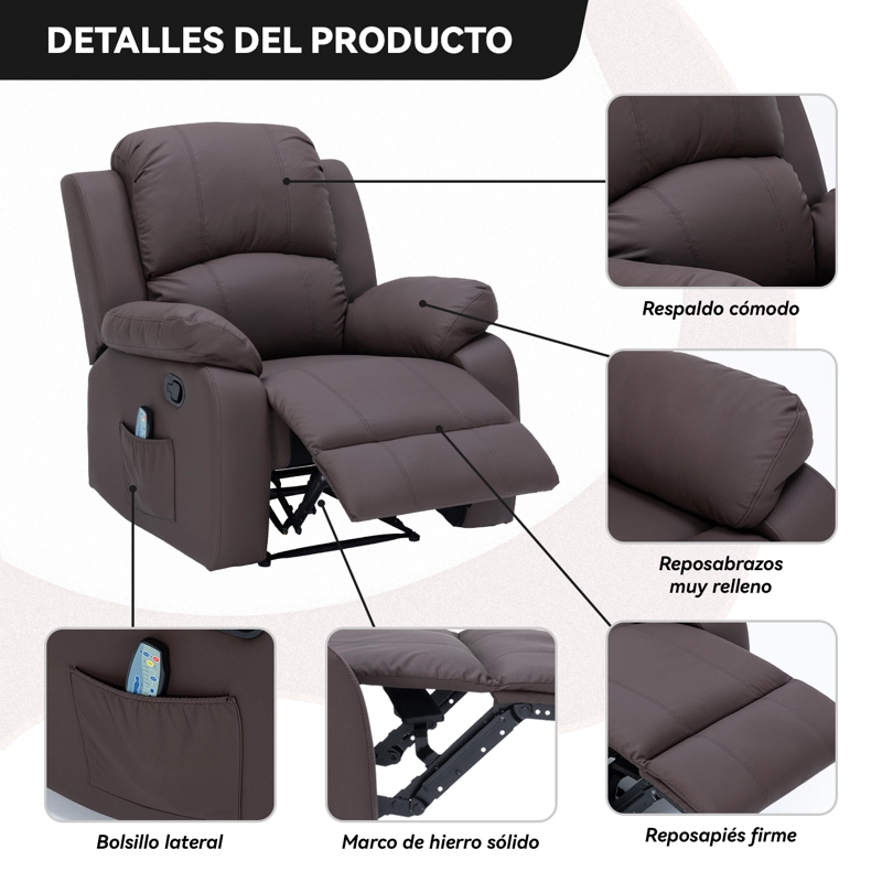 BERGER RECLINABLE CON MASAJES Y CALEFACCIÓN CUERO - 4
