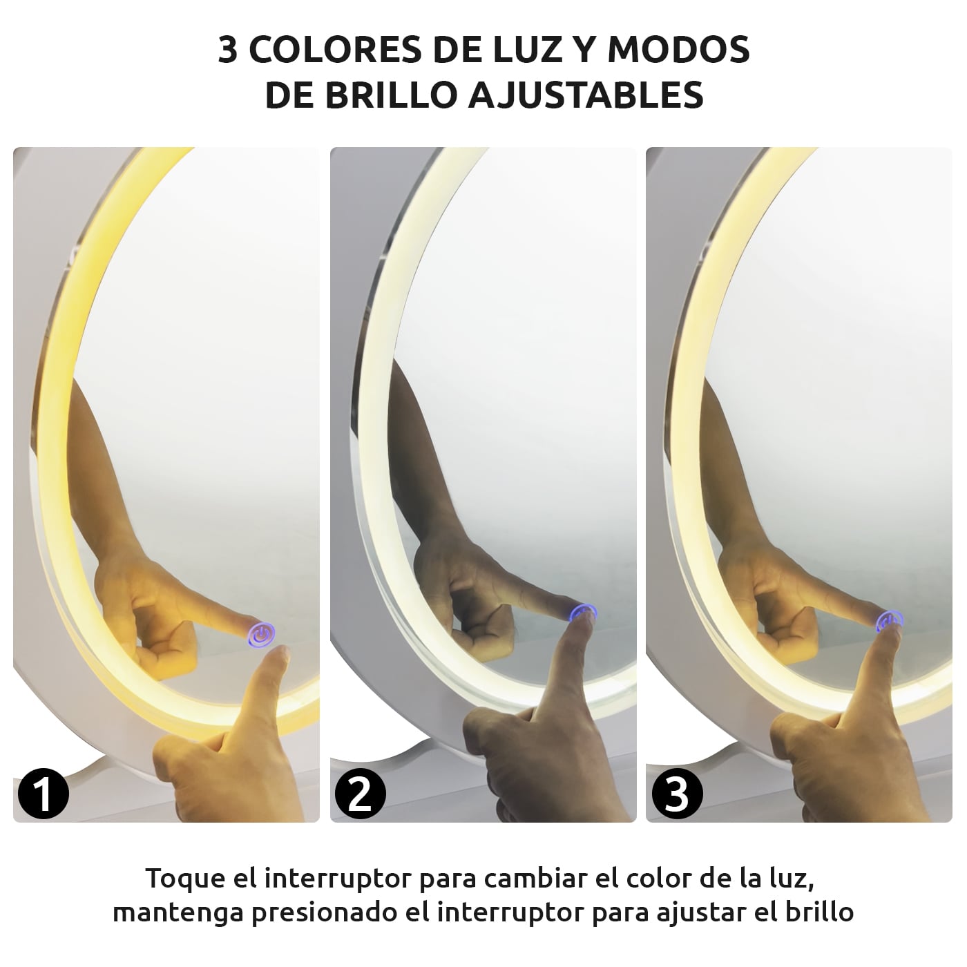 TOCADOR MDF BLANCO CON ESPEJO ILUMINADO Y TABURETE ACOLCHADO - 3
