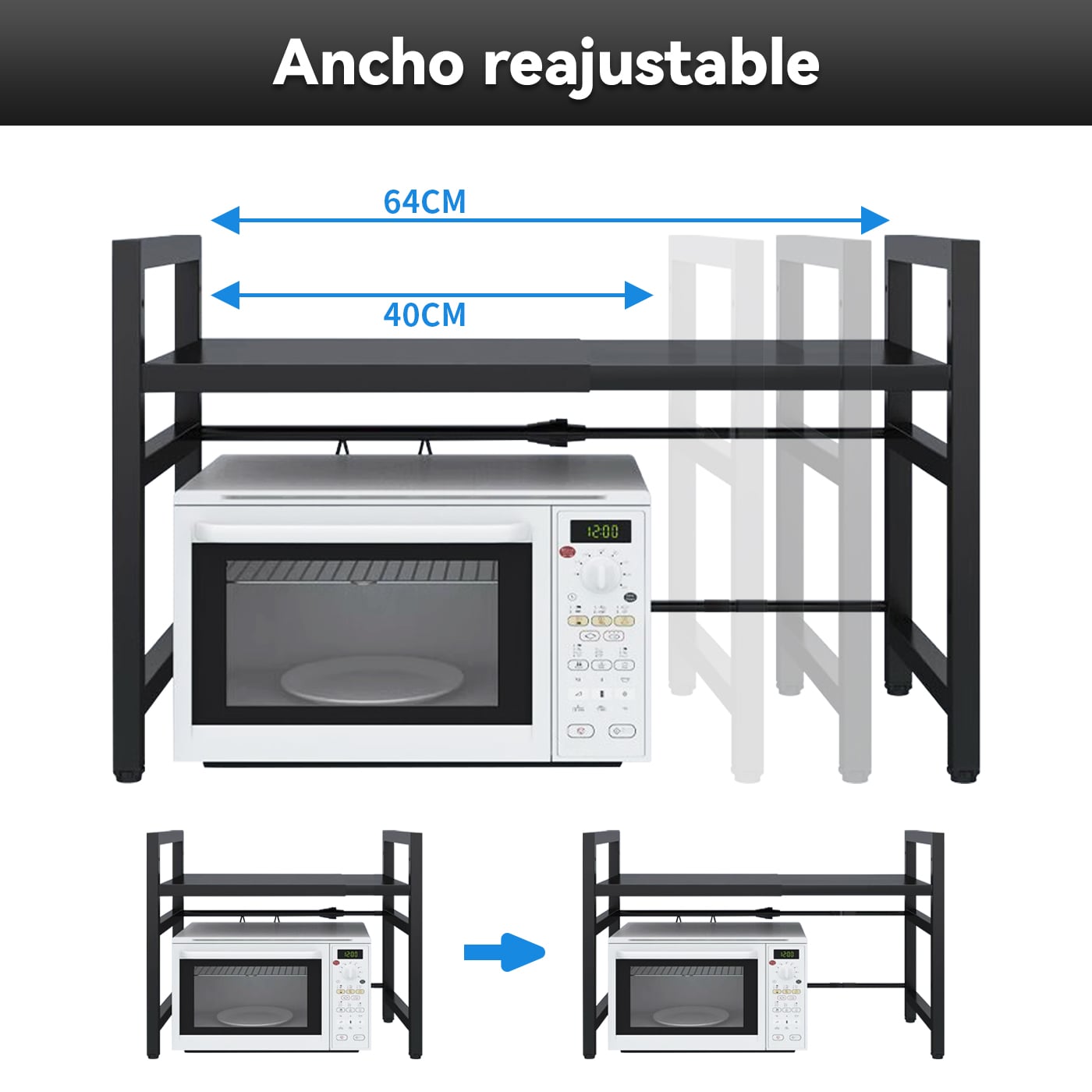 RACK ORGANIZADOR ESTANTE REPISA EXTENSIBLE HORNO MICROONDAS - 2