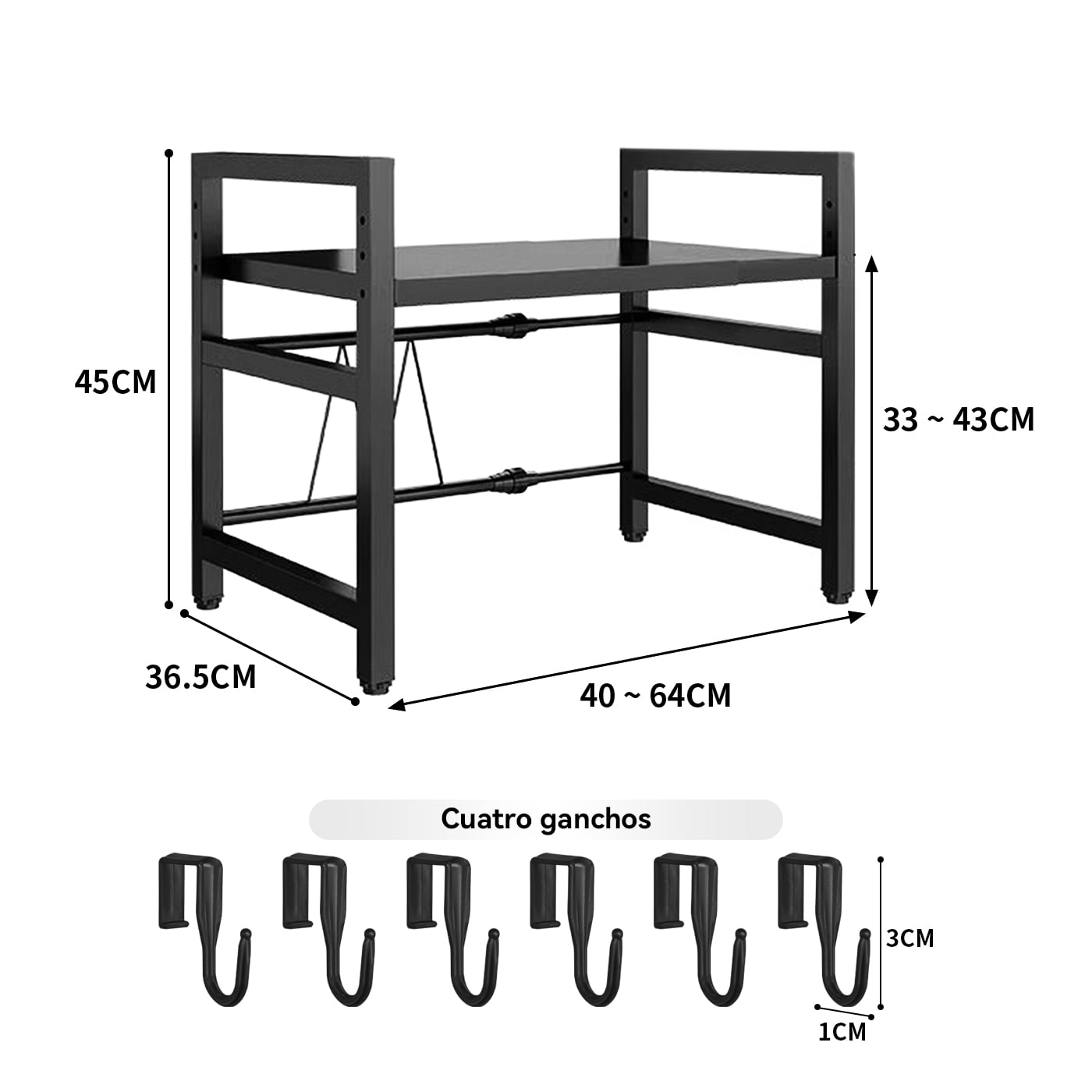 RACK ORGANIZADOR ESTANTE REPISA EXTENSIBLE HORNO MICROONDAS - 5