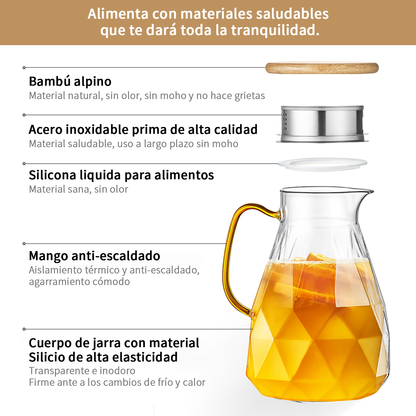 INCREÍBLE JARRA DE TÉ + 4 TAZAS DE CRISTAL - 4