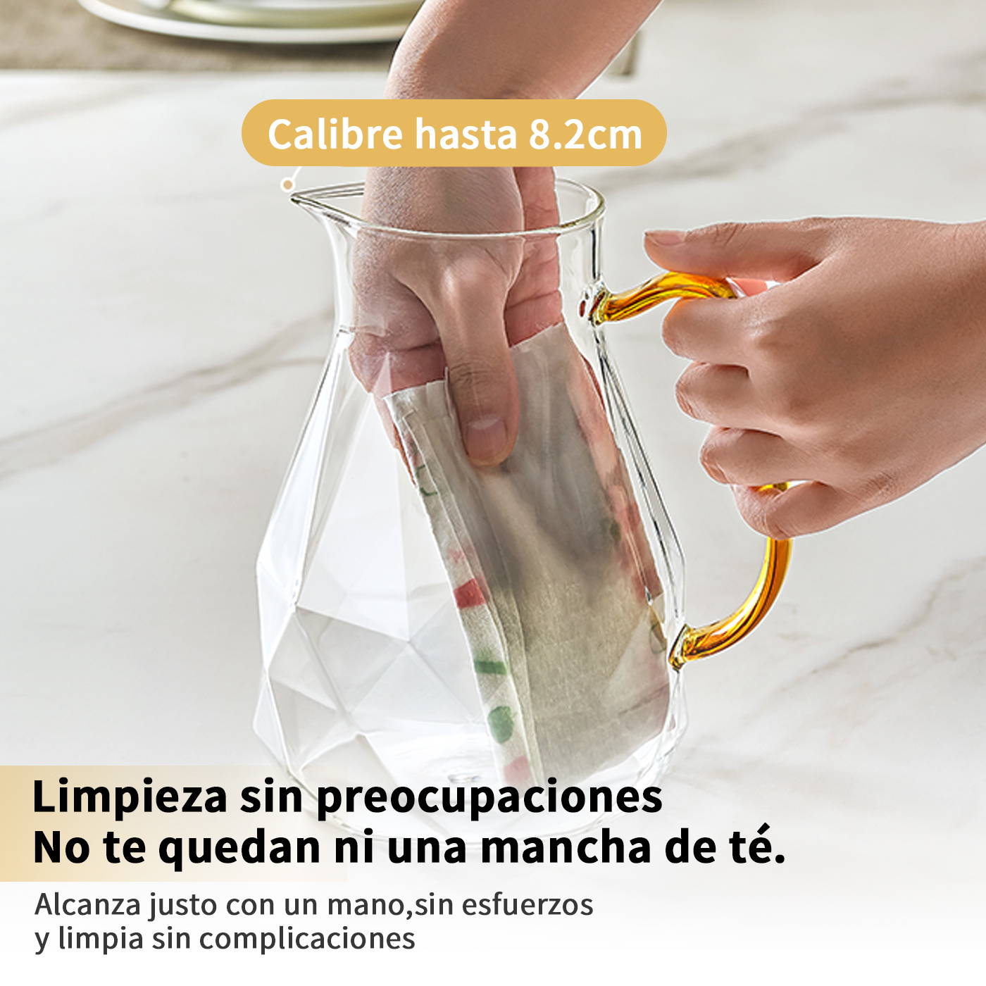 INCREÍBLE JARRA DE TÉ + 4 TAZAS DE CRISTAL - 6