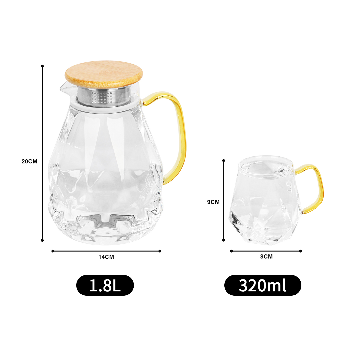 INCREÍBLE JARRA DE TÉ + 4 TAZAS DE CRISTAL - 7