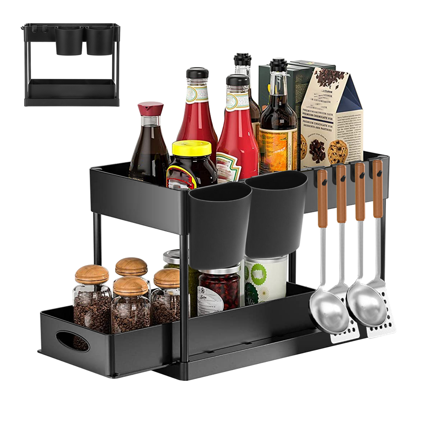 ESTANTE ORGANIZADOR 2 NIVELES CAJONES REPISAS BAÑO COCINA - 1