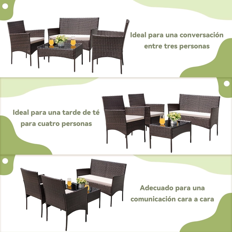 JUEGO DE LIVING DE TERRAZA BRISA 4 PIEZAS PARA EXTERIOR MARRÓN - 3