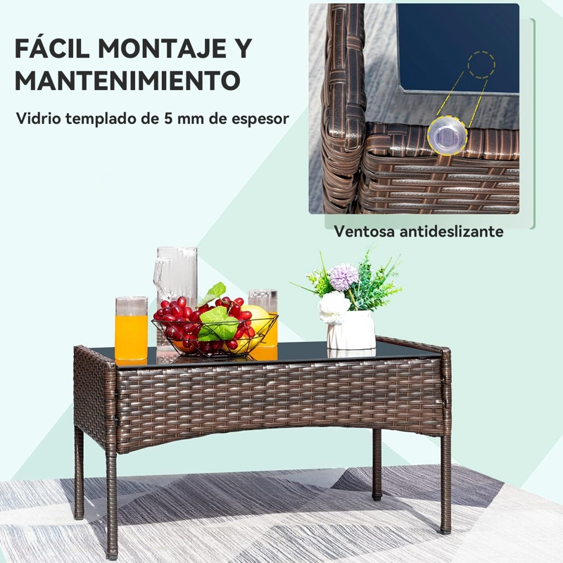 JUEGO DE LIVING DE TERRAZA BRISA 4 PIEZAS PARA EXTERIOR MARRÓN - 8