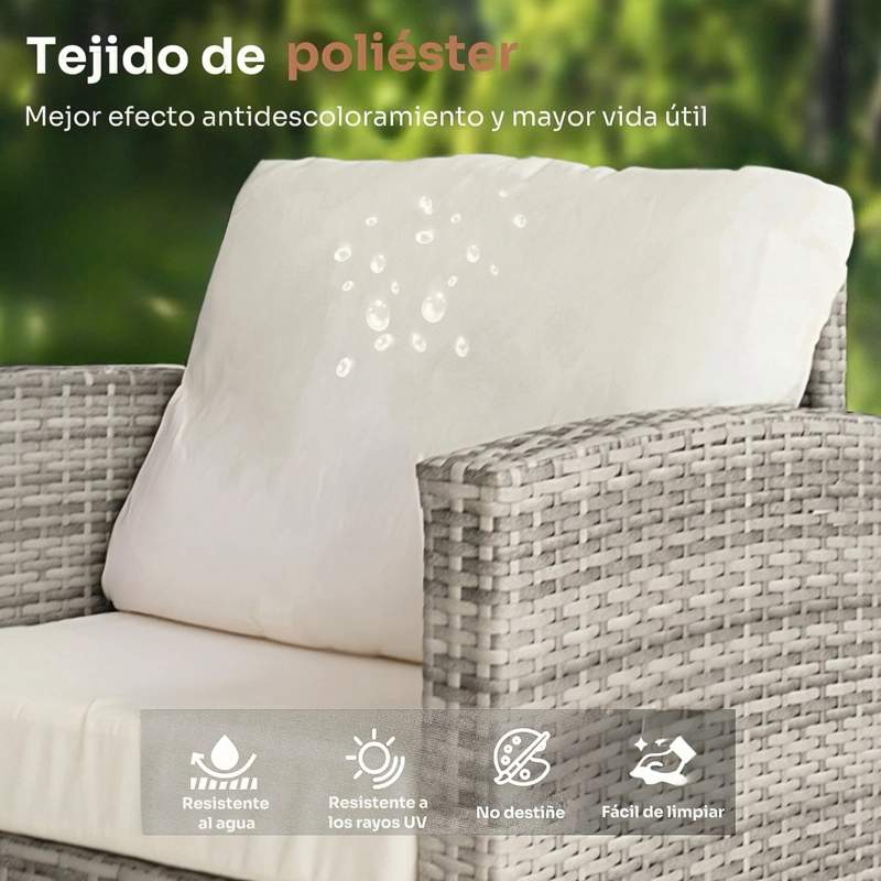 JUEGO DE COMEDOR DE TERRAZA RIVIERA 9 PERSONAS - BEIGE/GRIS - 4