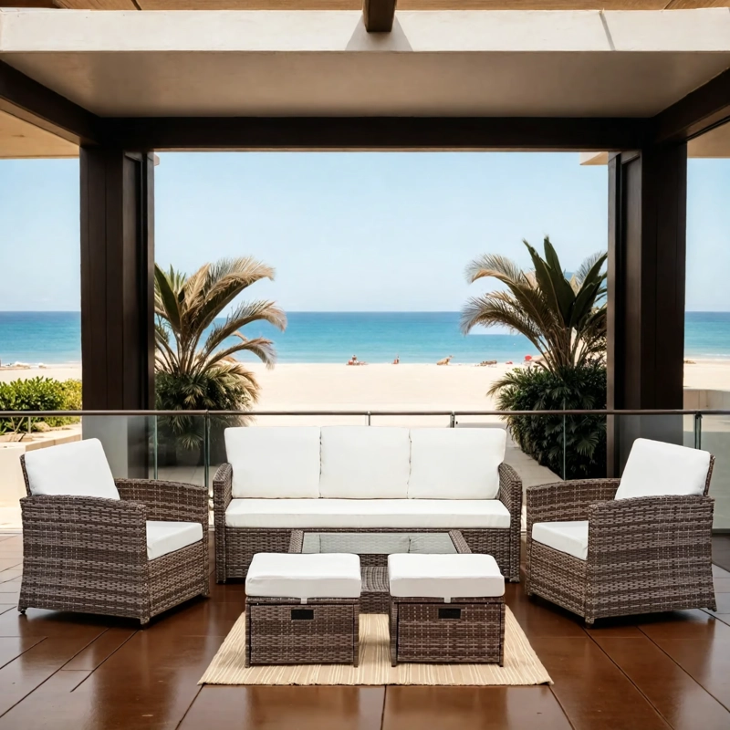 JUEGO LIVING REBONEC TERRAZA LBIZA 7 PERSONAS MODERNOS MARRÓN - 5