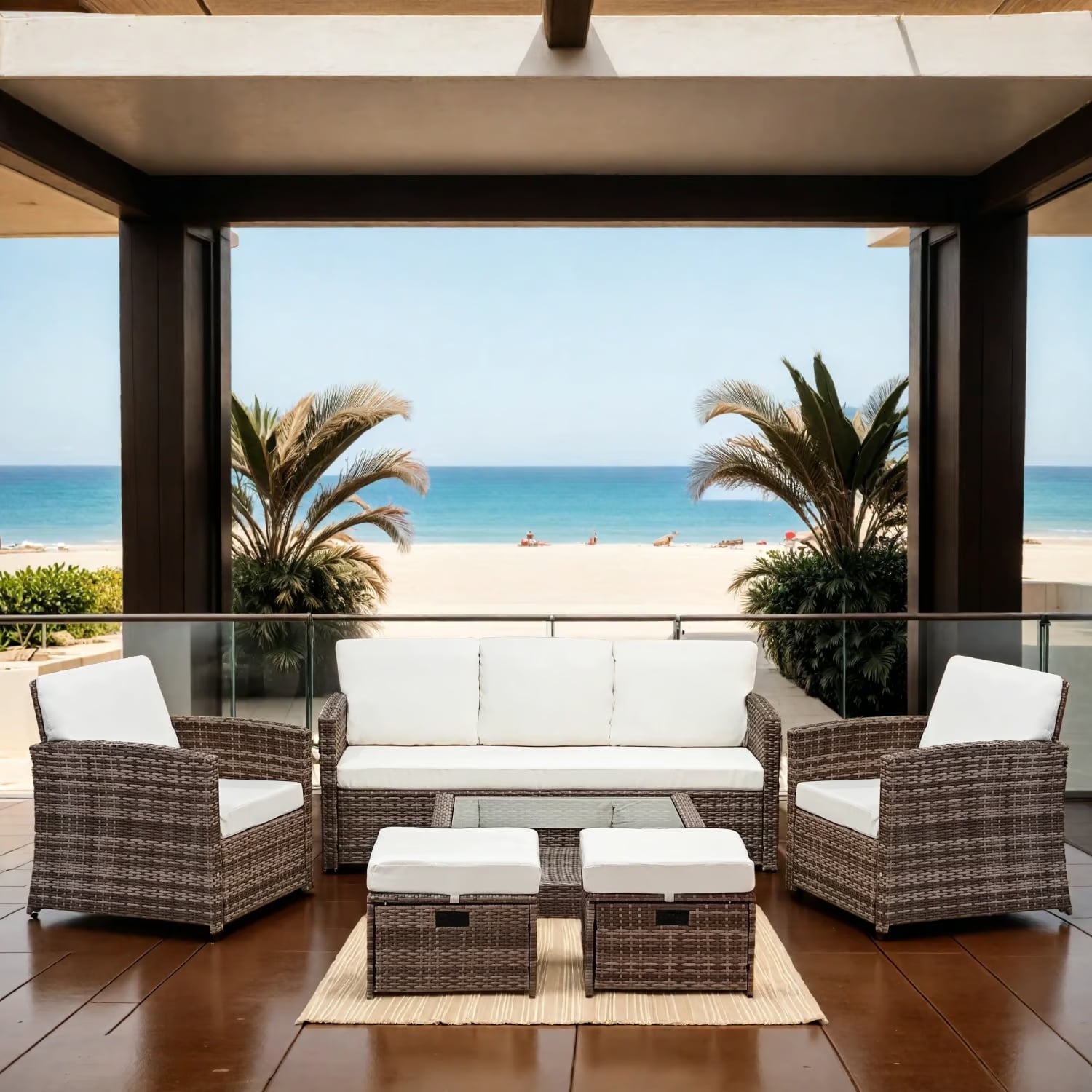 JUEGO LIVING REBONEC TERRAZA LBIZA 7 PERSONAS MODERNOS MARRÓN - 5