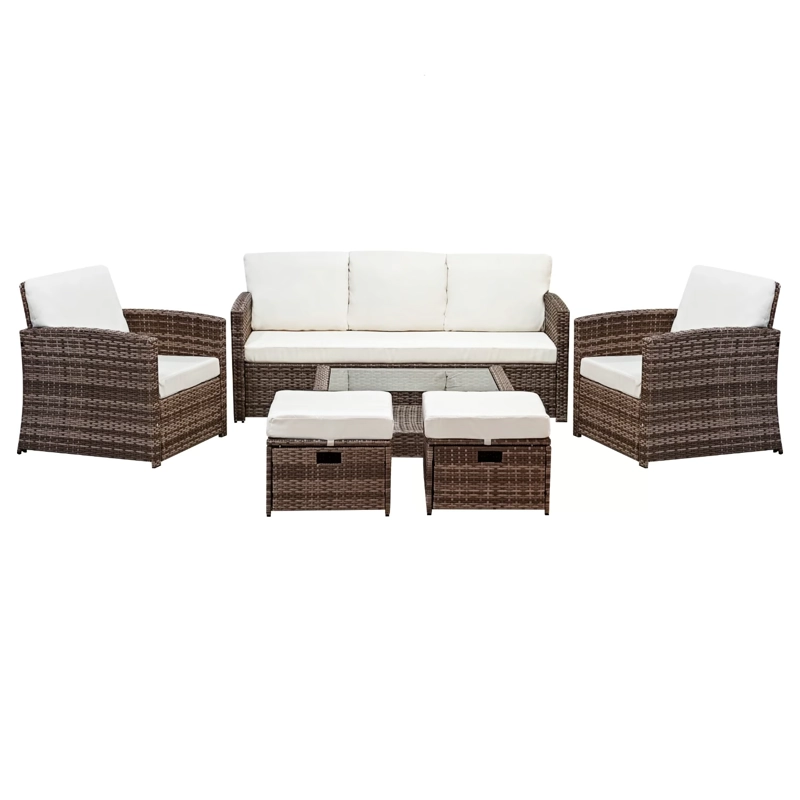 JUEGO LIVING REBONEC TERRAZA LBIZA 7 PERSONAS MODERNOS MARRÓN - 6