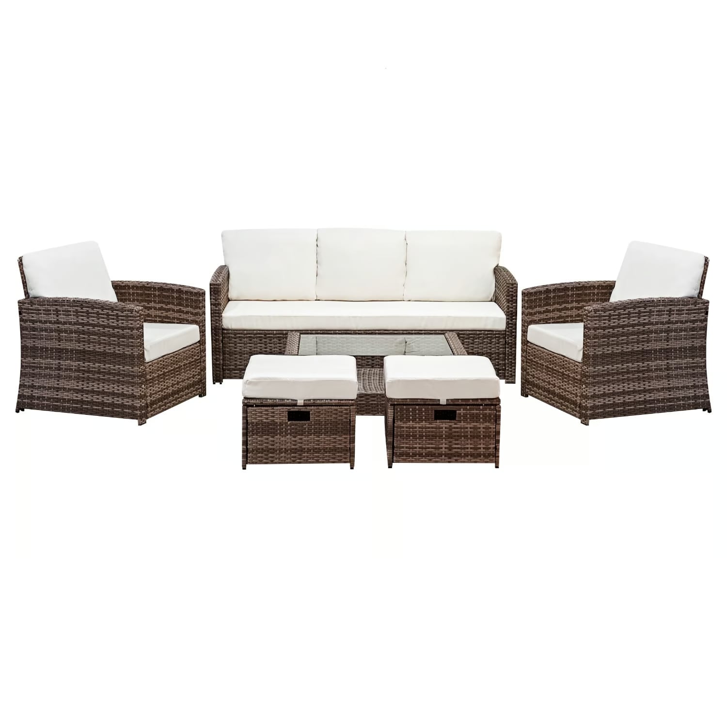 JUEGO LIVING REBONEC TERRAZA LBIZA 7 PERSONAS MODERNOS MARRÓN - 6