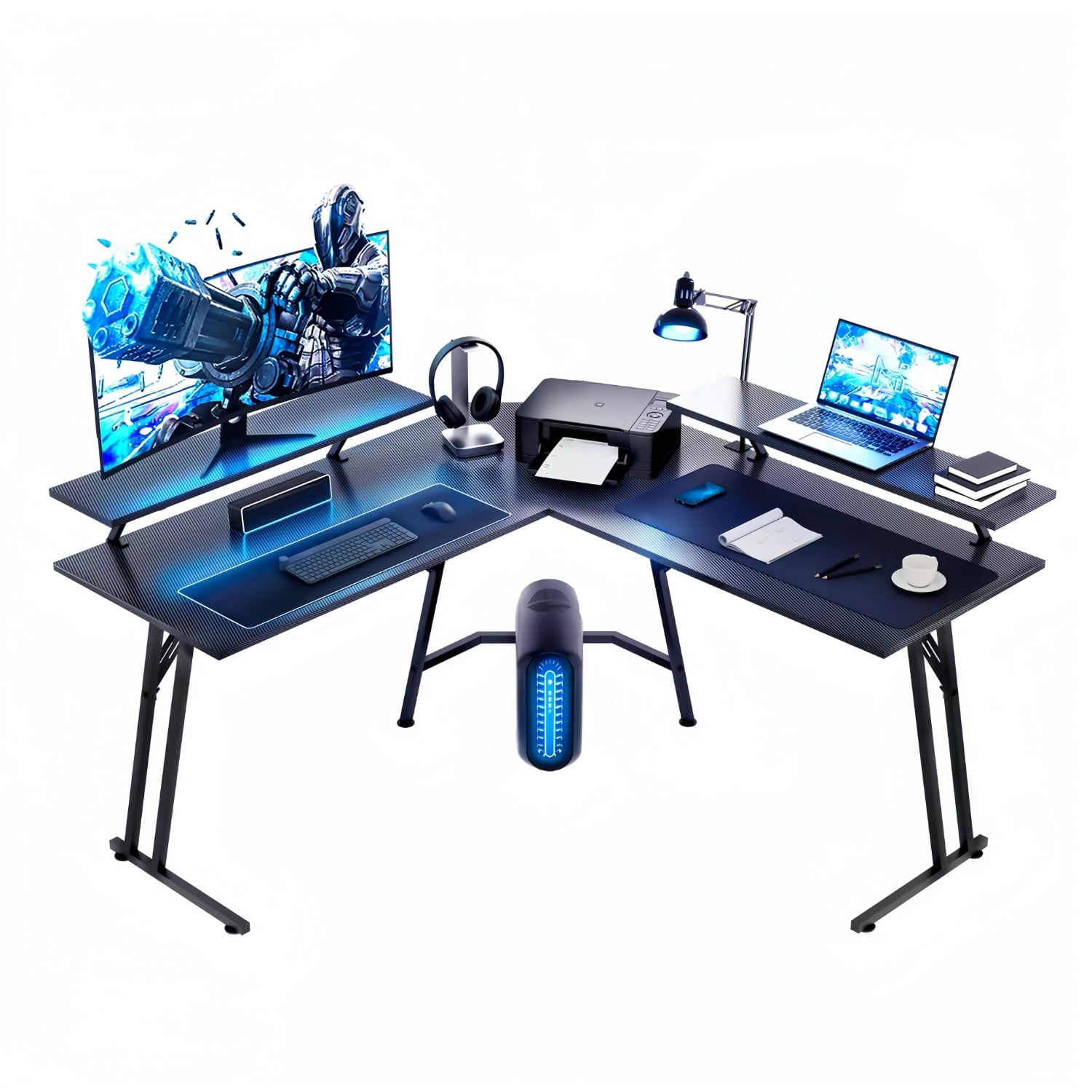 ESCRITORIO ESQUINERO EN FORMA L CON ESTANTES 120CM GAMER OFICINA - 1