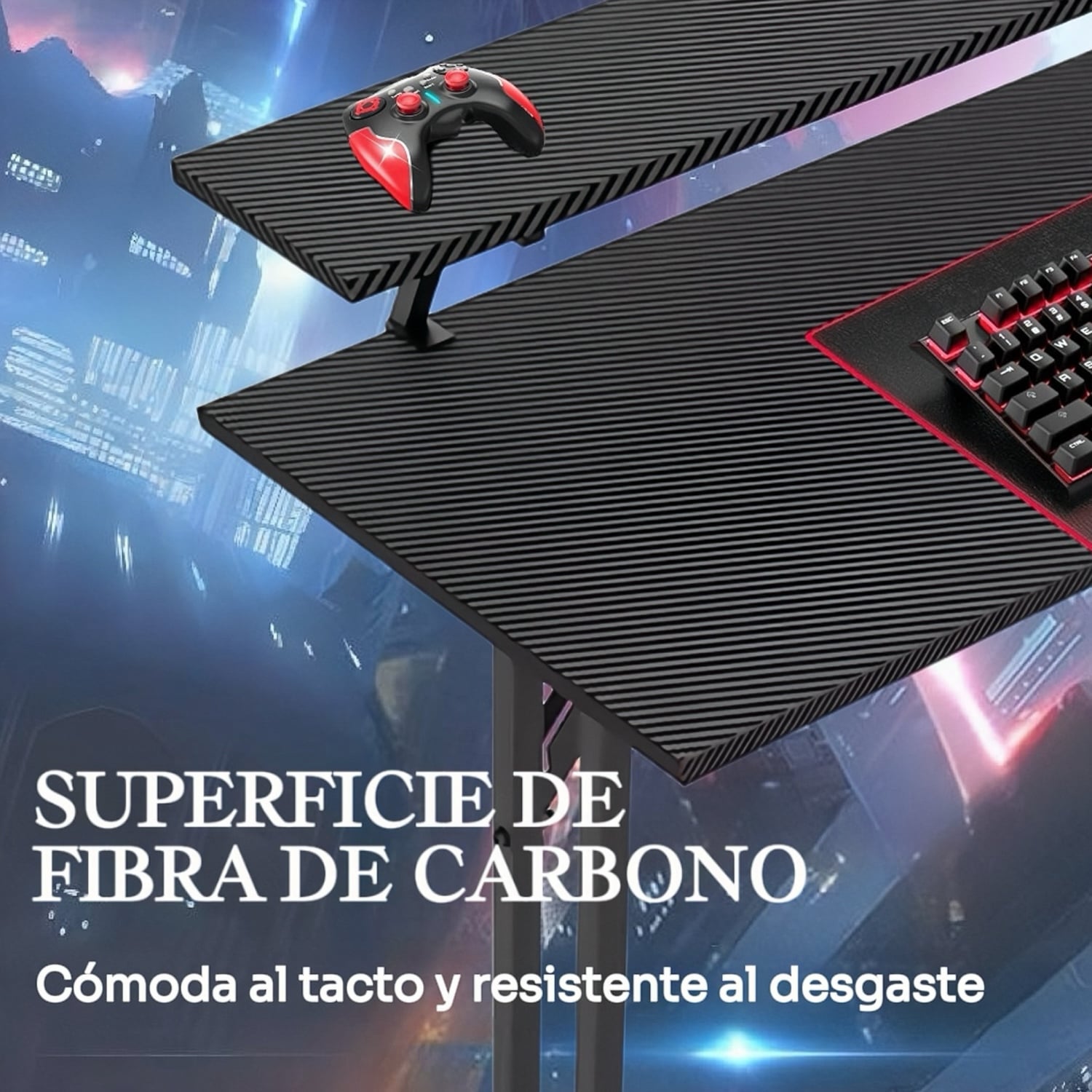 ESCRITORIO ESQUINERO EN FORMA L CON ESTANTES 120CM GAMER OFICINA - 3