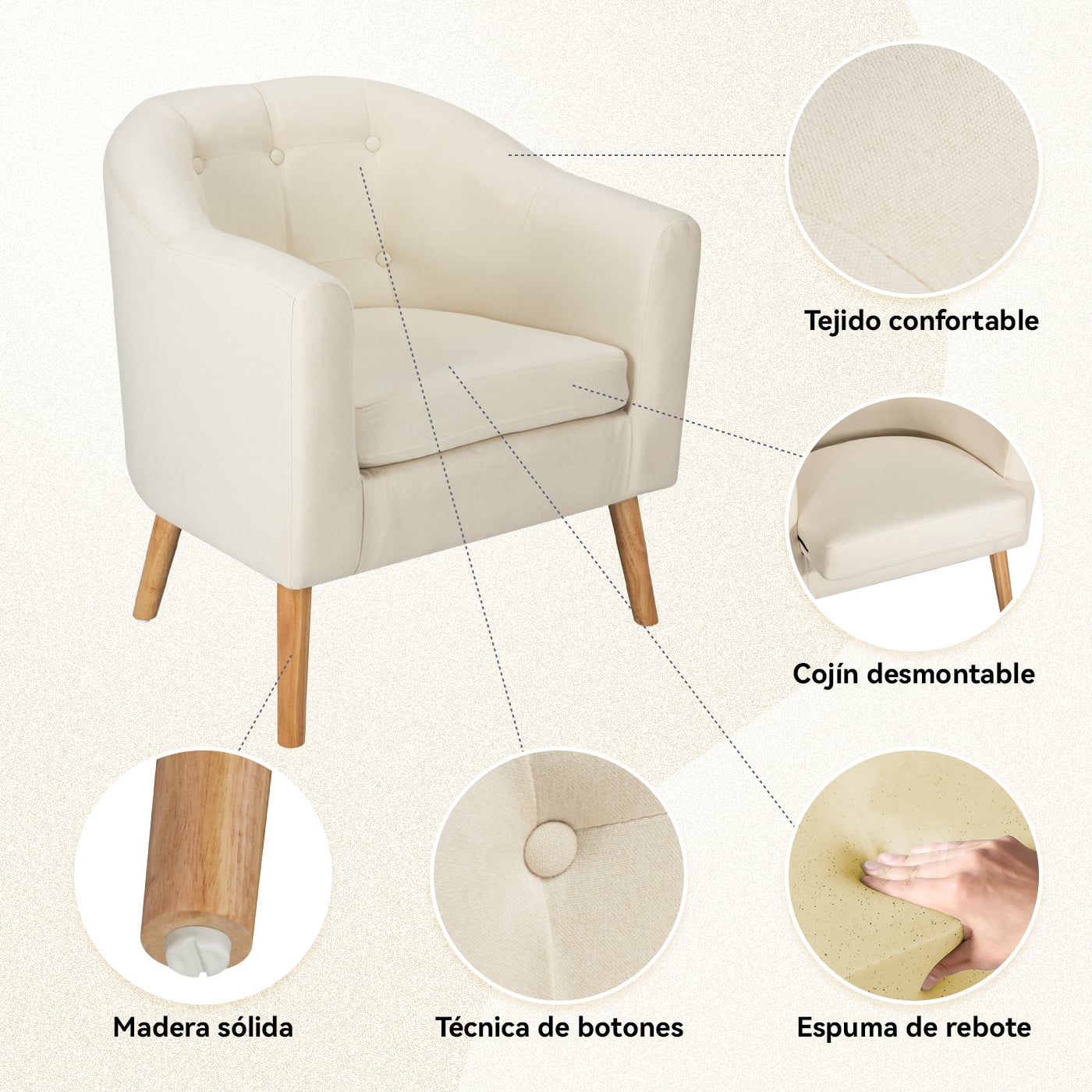 POLTRONA 70X60X77CM PARA DORMITORIO APARTAMENTO OFICINA GRIS - 3