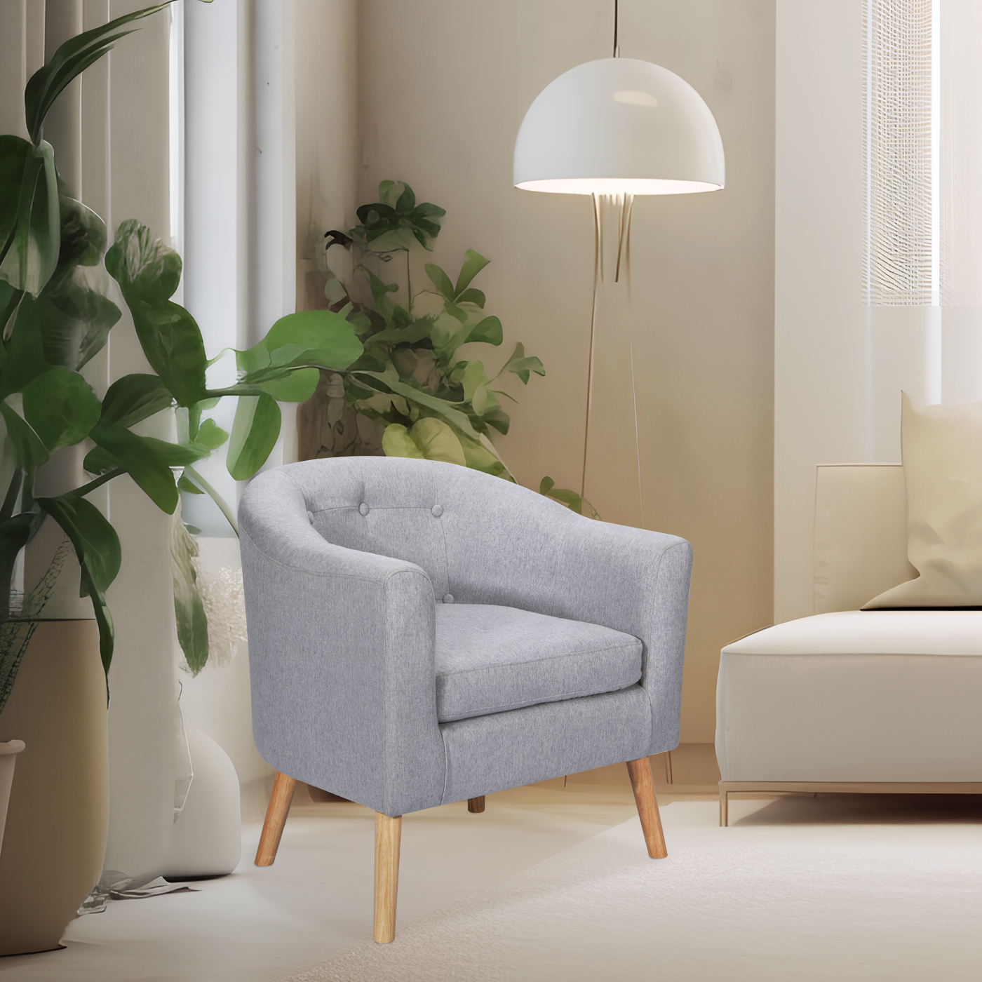 POLTRONA 70X60X77CM PARA DORMITORIO APARTAMENTO OFICINA GRIS - 2