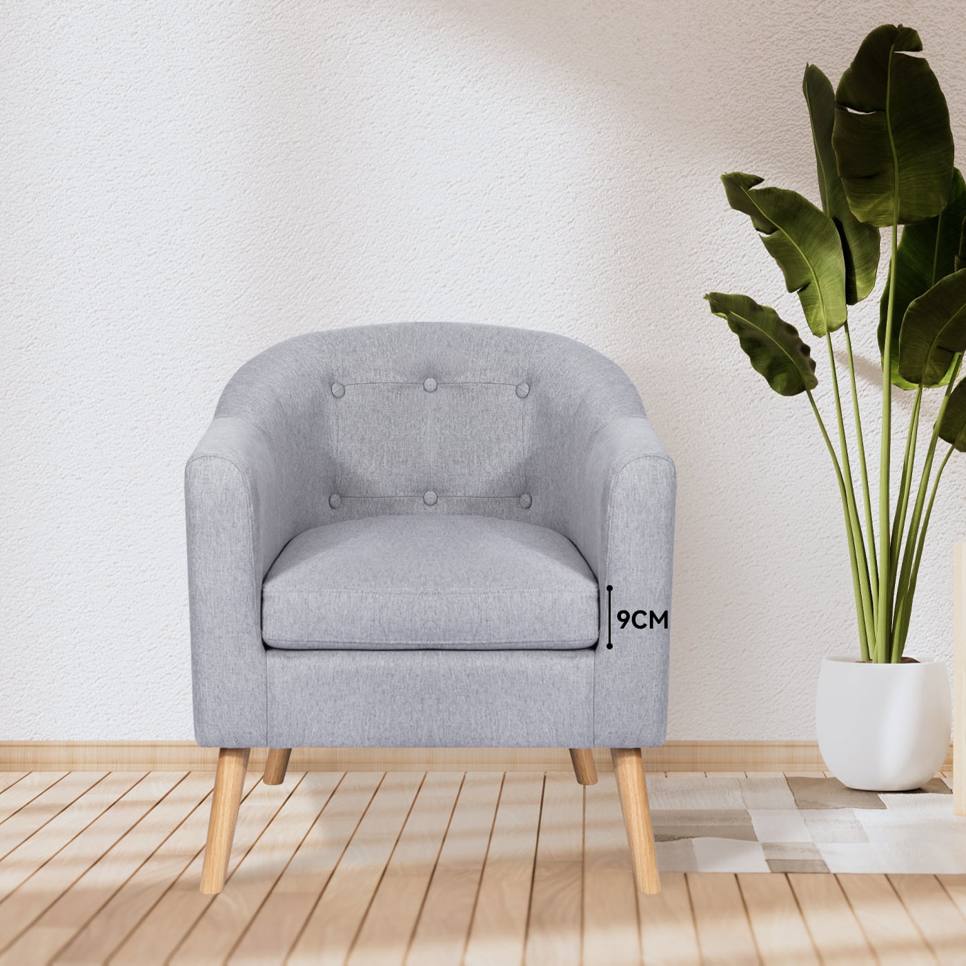 POLTRONA 70X60X77CM PARA DORMITORIO APARTAMENTO OFICINA GRIS - 4