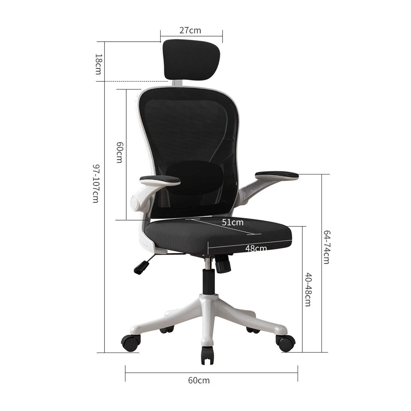 SILLA OFICINA REBONEC METAL NEGRO ESCRITORIO ERGONÓMICO SOPORTE LUMBAR AJUSTABLE - 7