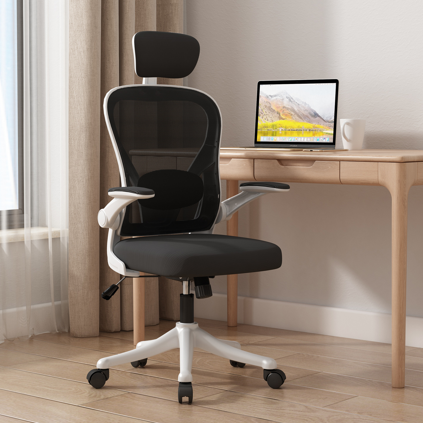 SILLA OFICINA REBONEC METAL NEGRO ESCRITORIO ERGONÓMICO SOPORTE LUMBAR AJUSTABLE - 4