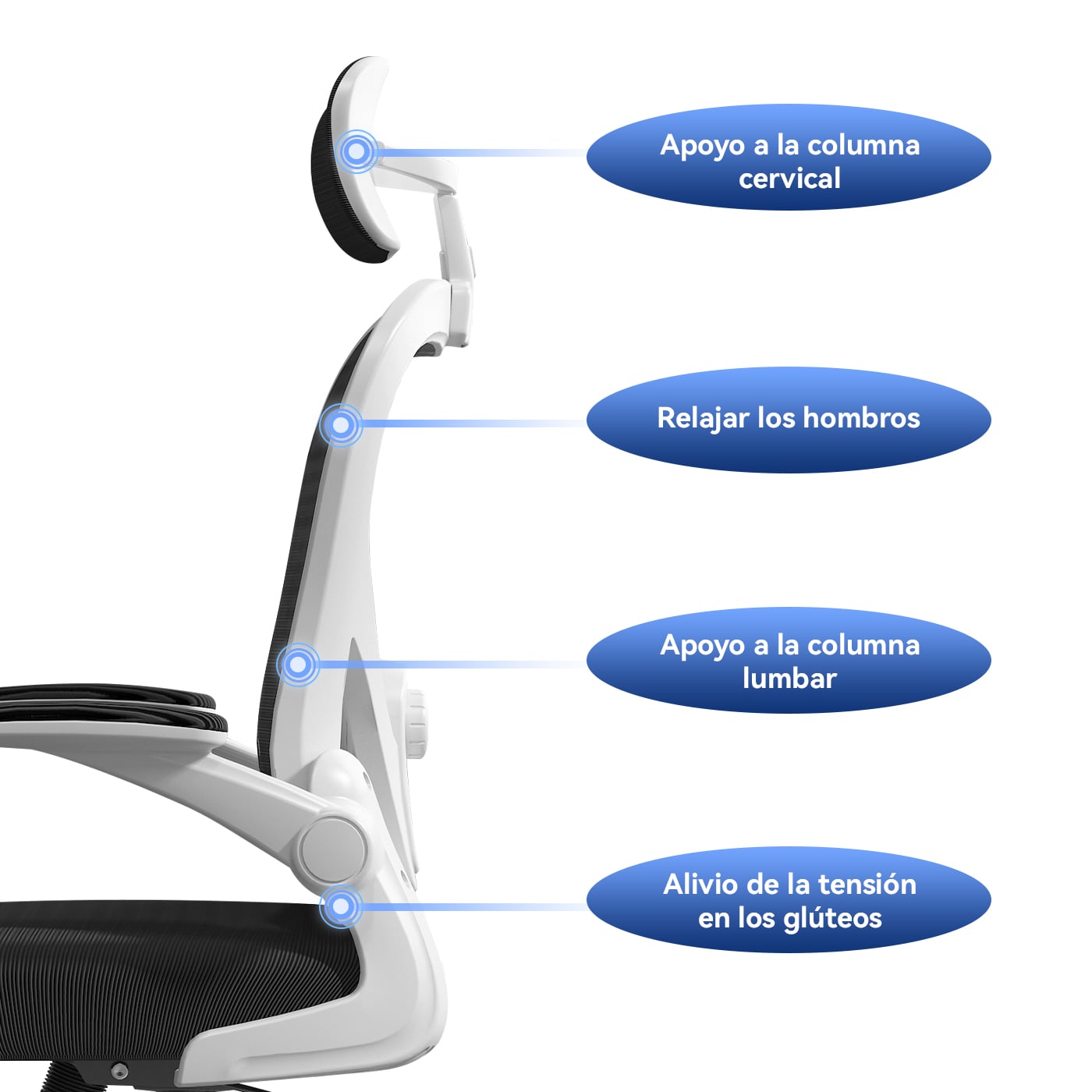 SILLA OFICINA REBONEC METAL NEGRO ESCRITORIO ERGONÓMICO SOPORTE LUMBAR AJUSTABLE - 5