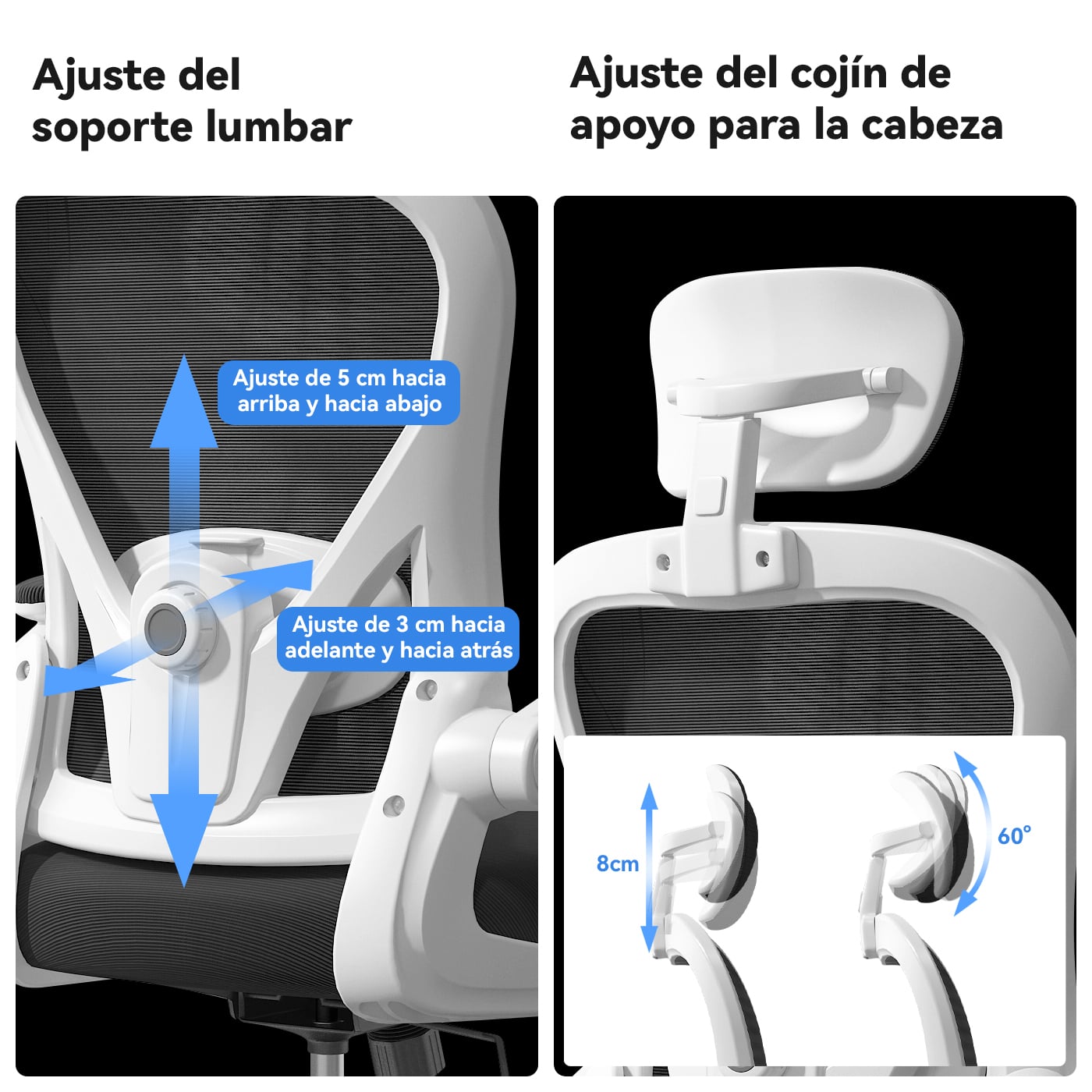 SILLA OFICINA REBONEC METAL NEGRO ESCRITORIO ERGONÓMICO SOPORTE LUMBAR AJUSTABLE - 6