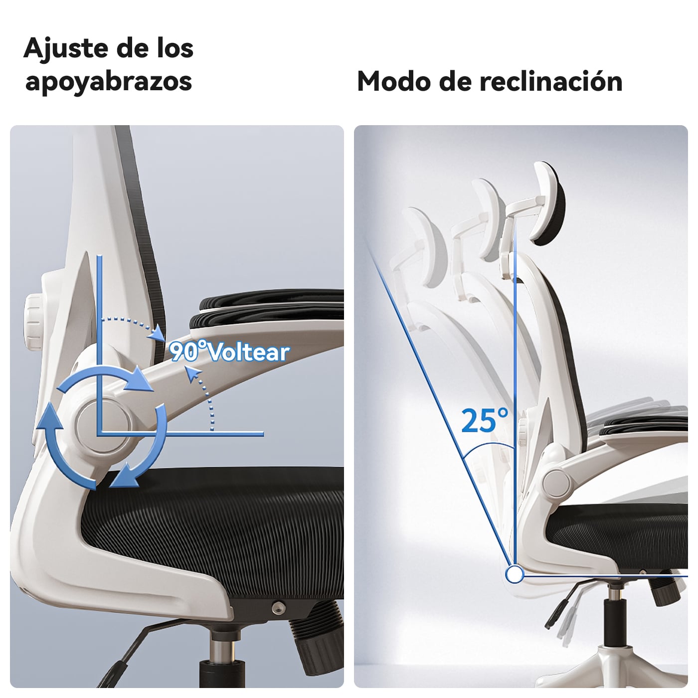 SILLA OFICINA REBONEC METAL NEGRO ESCRITORIO ERGONÓMICO SOPORTE LUMBAR AJUSTABLE - 7
