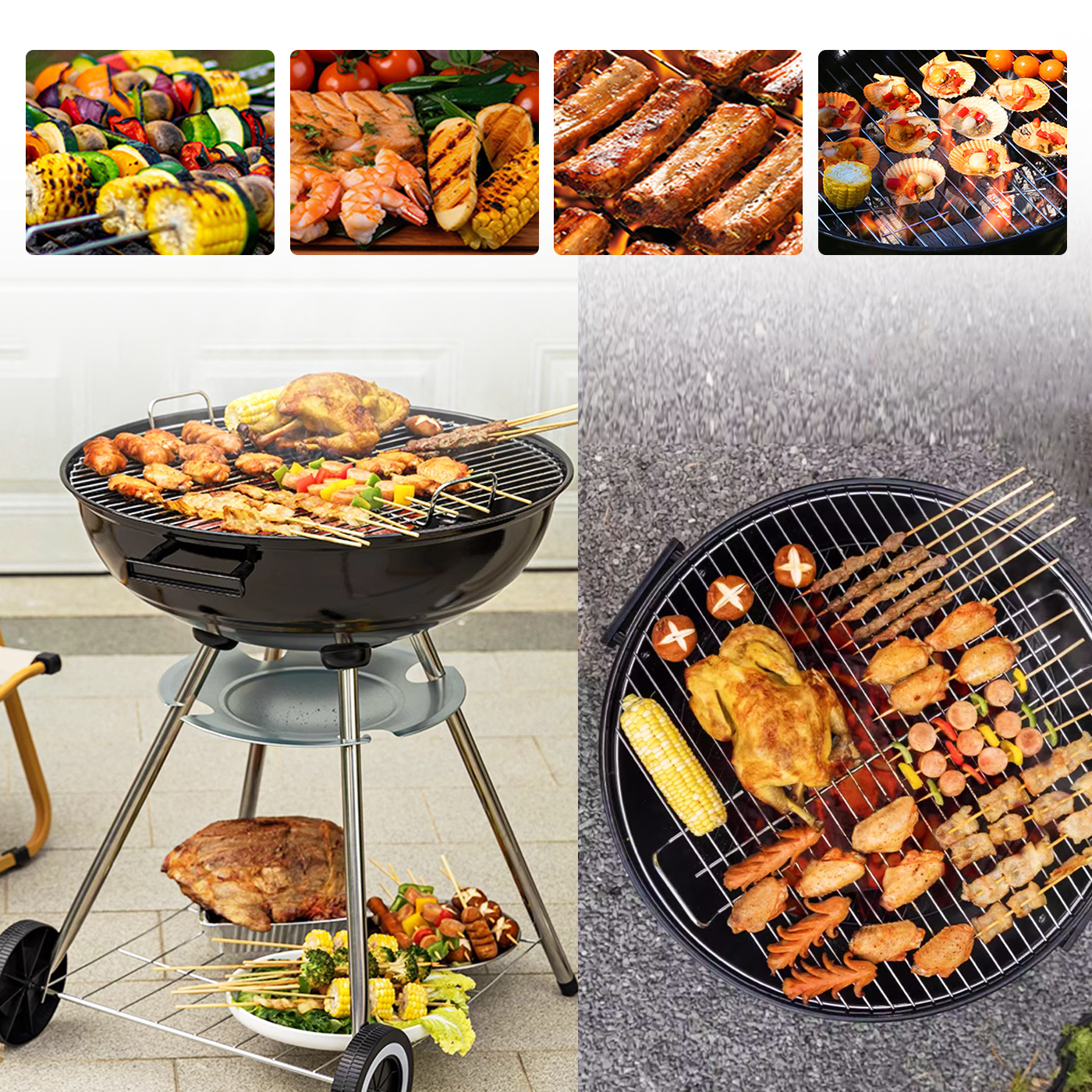 PARRILLA MÓVIL REDONDA A CARBON PARA ASADOS 46CMS - 3