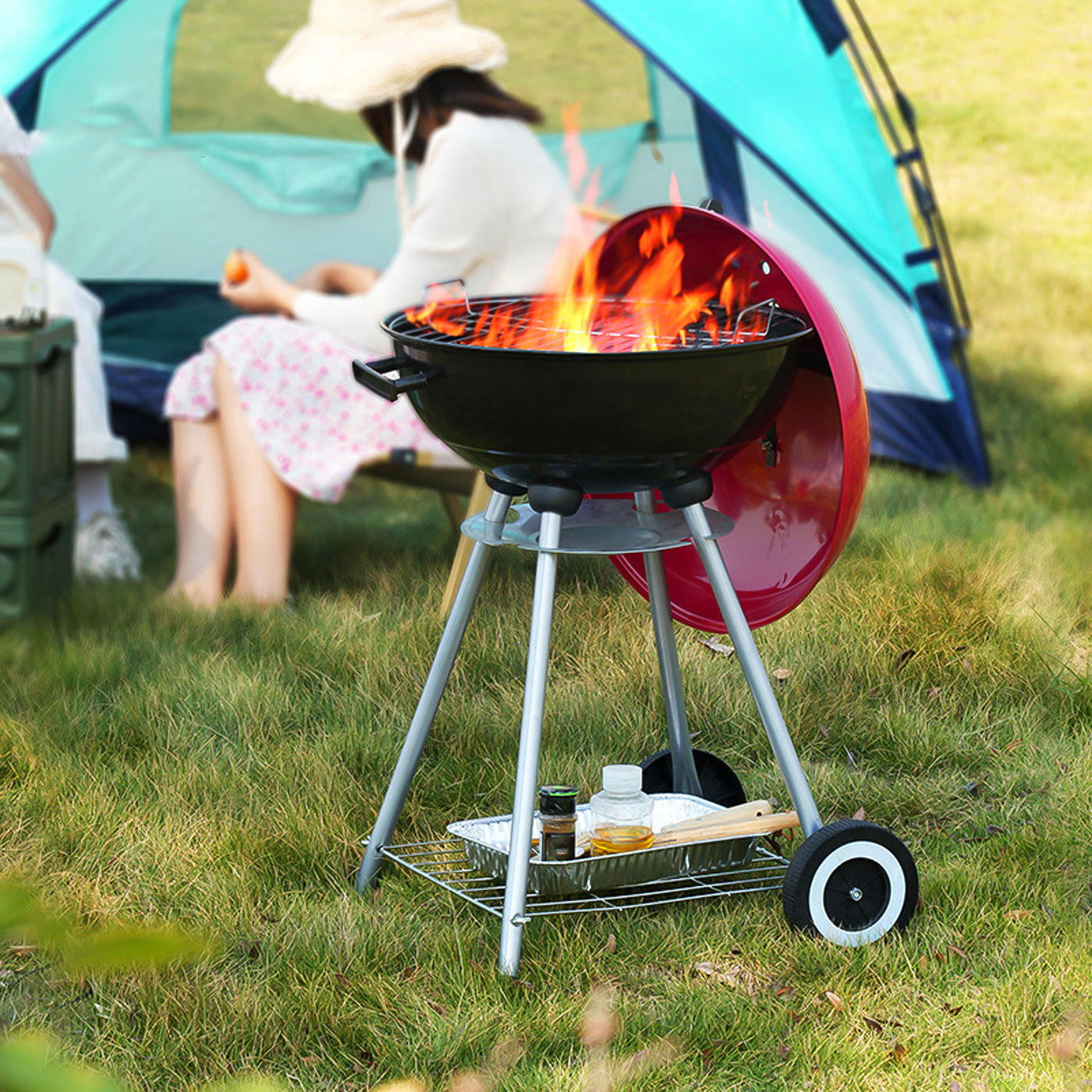 PARRILLA MÓVIL REDONDA A CARBON PARA ASADOS 46CMS - 4