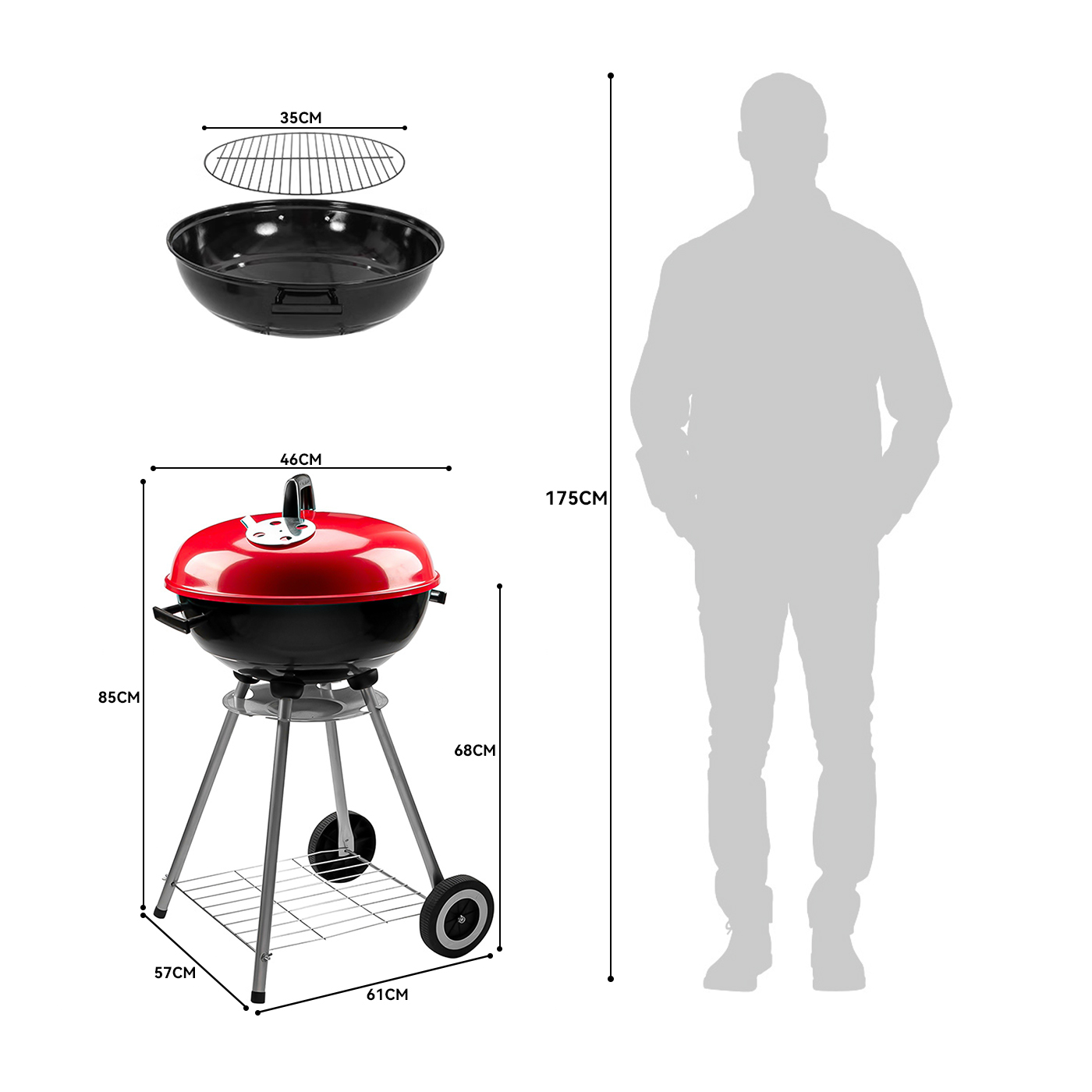 PARRILLA MÓVIL REDONDA A CARBON PARA ASADOS 46CMS - 7