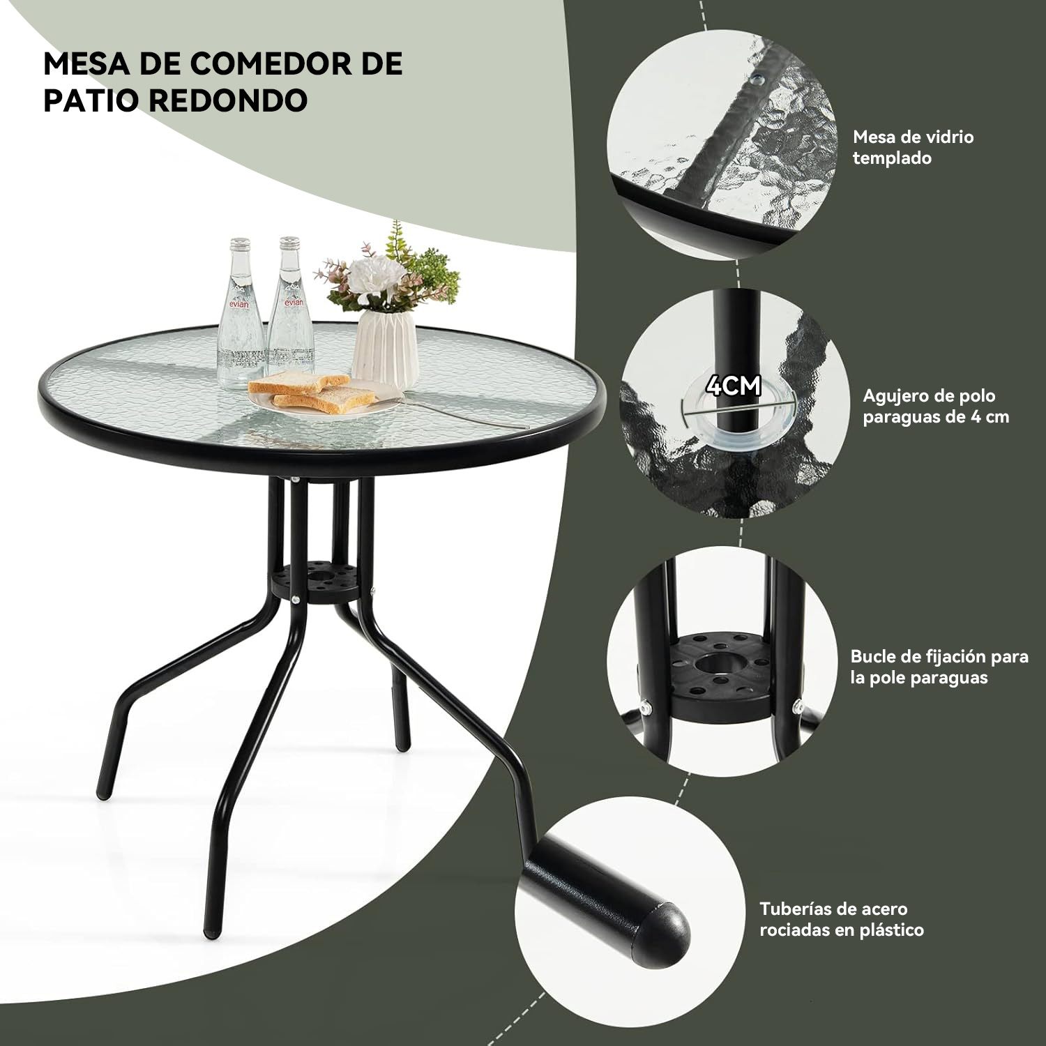 JUEGO DE COMEDOR TERRAZA DE 4 PERSONAS NEGRO - 4