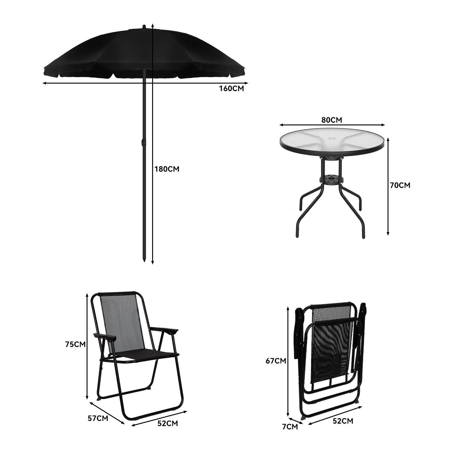 JUEGO DE COMEDOR TERRAZA DE 4 PERSONAS NEGRO - 7