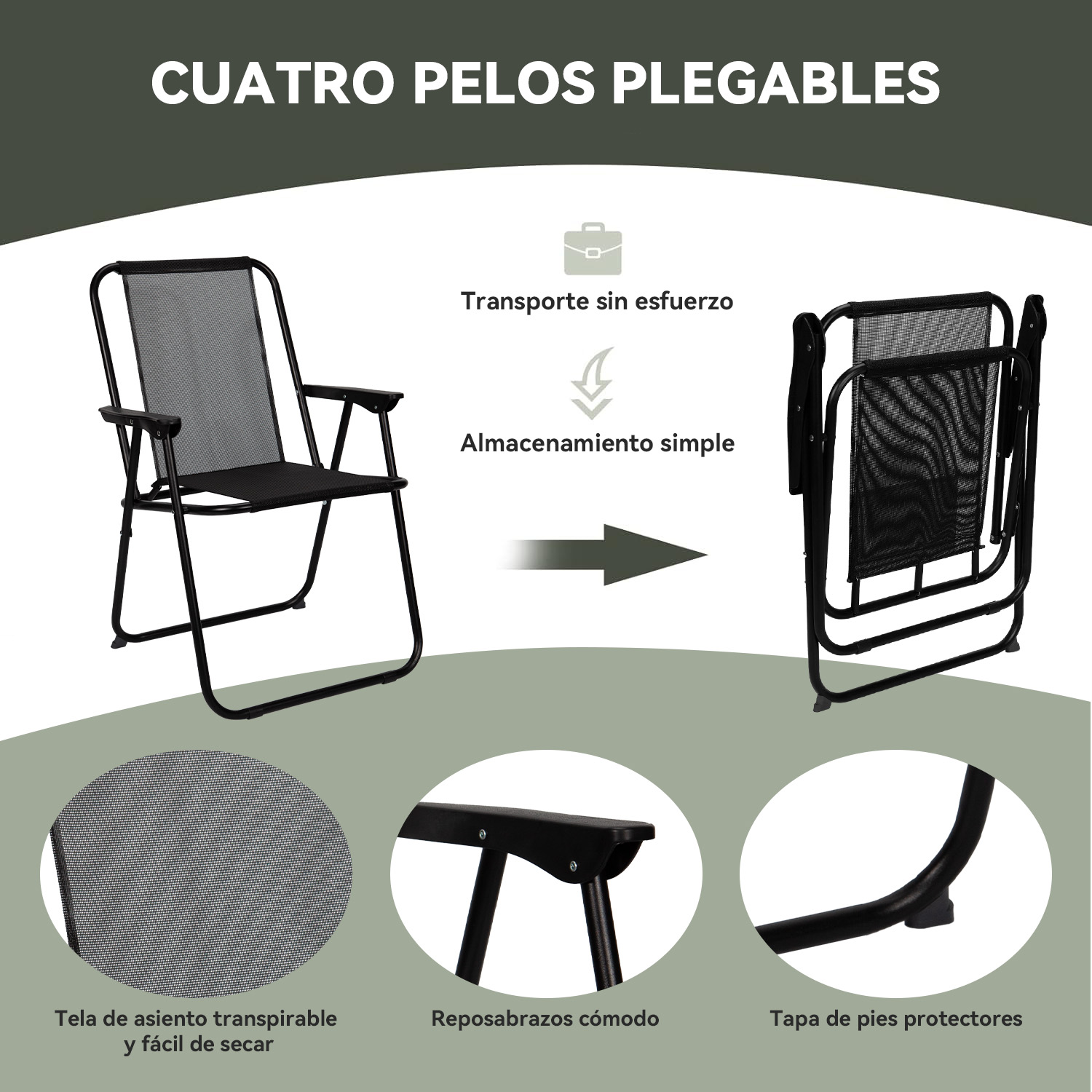 JUEGO DE COMEDOR Y TERRAZA DE 6 PERSONAS NEGRO - 3